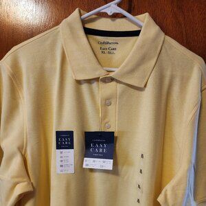 Men's XL Croft & Barrow Signature Yellow Easy Care Short Sleeve Polo Shirt